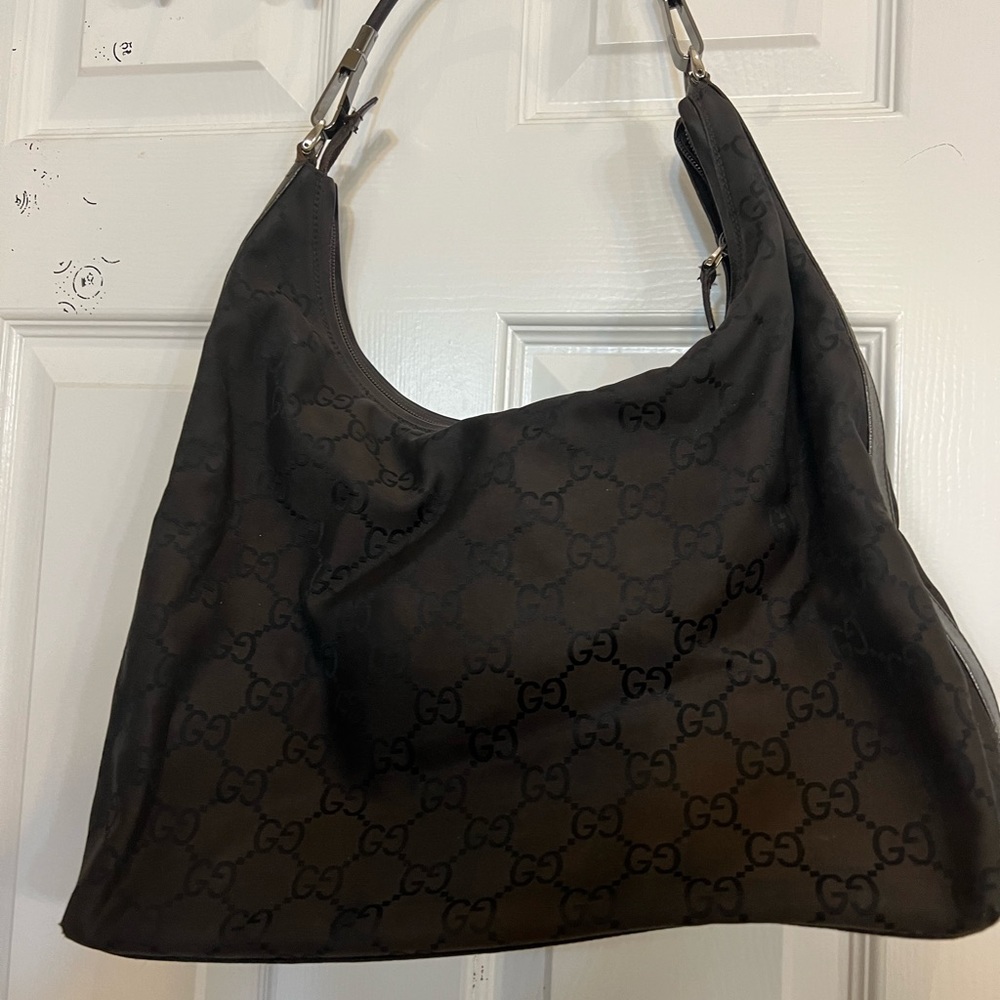 Authentic Gucci Brown Monogram Large Shoulder Bag - image 2